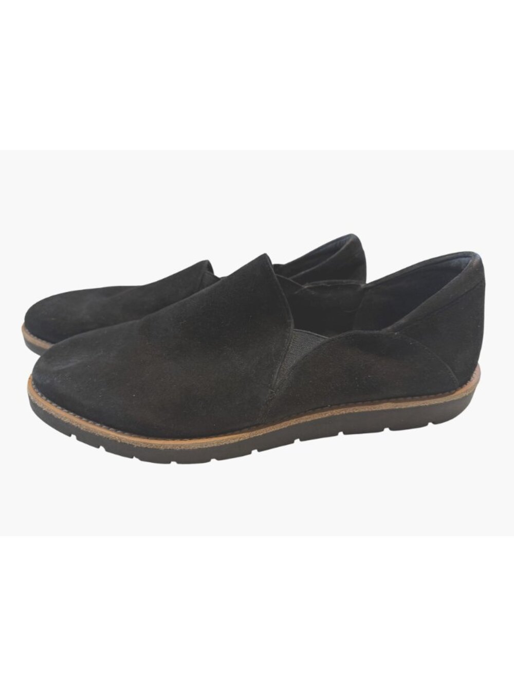 Van Eli Women’s Black Suede Jager Slip On Loafers Size 9M Elastic Gore Low Heel